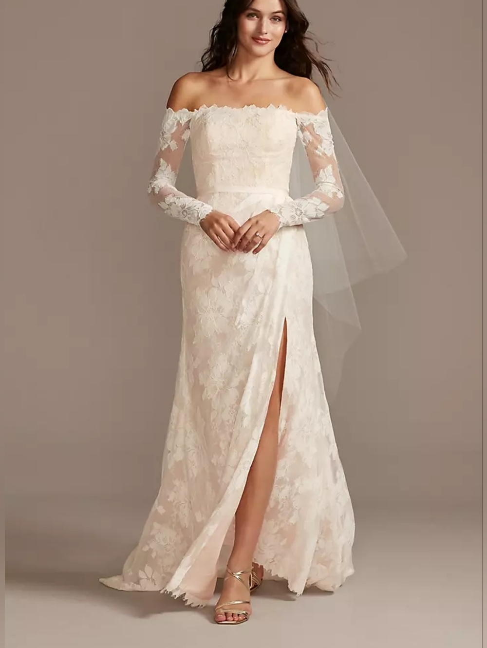 Wedding dress David Bridal Size 18w Ivoy Nude color  with tag